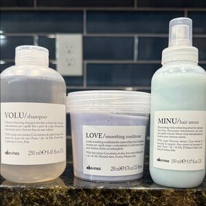 Davines Volu, Love, and Minu Hair Care Trio